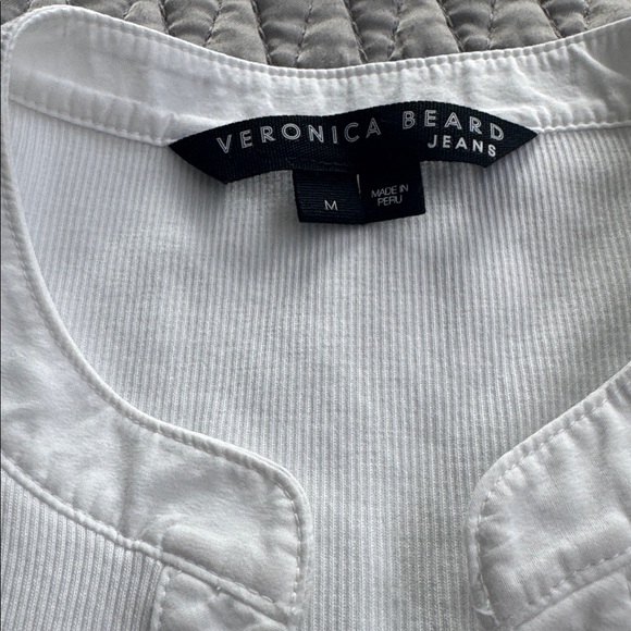 Veronica Beard Coralee Puff Sleeve Top White Size Medium - Picture 4 of 6